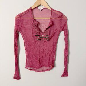 Kookai Sheer Red Top Small